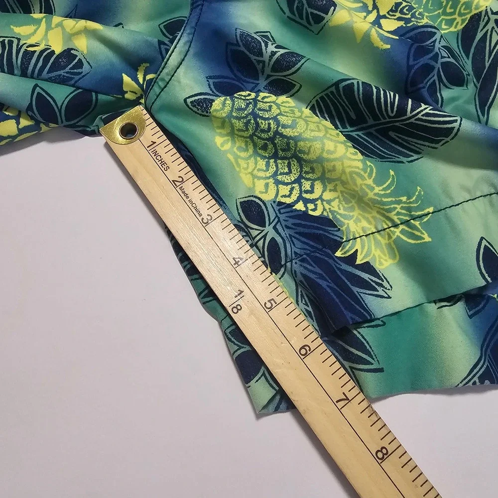 Tommy Bahama Mens Blue Green Pineapple Tropical Print Swim Trunks Mesh Lined L